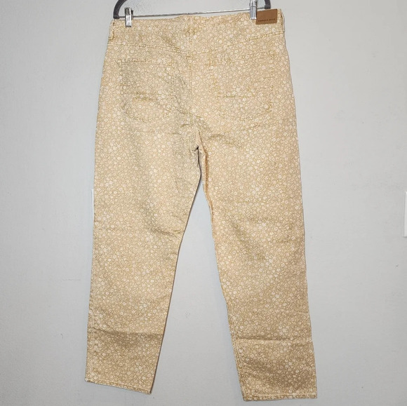 American Eagle Yellow Floral Jeans.  90s straight.  Women's size 14. - Picture 2 of 16